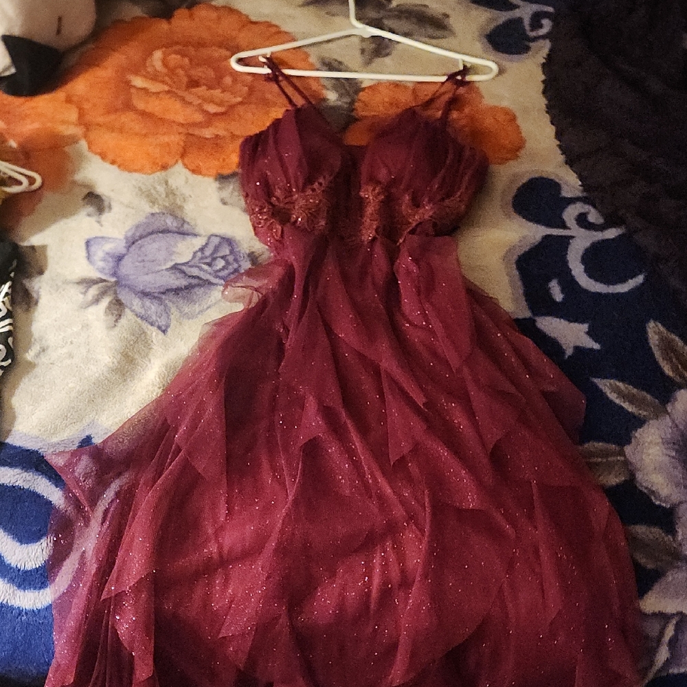 Red Ruched Babydoll Cocktail Dress
